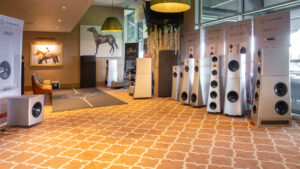 YG Acoustics' new Reference 3 range, showing the Carmel 3, Hailey 3.2, Sonja 3.2, XV3 Studio and XX3 Live loudspeakers as well as the Basis subwoofer.